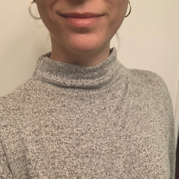 [SOLD] Soft long sleeve mock neck heather grey dress - Picture 3 of 8